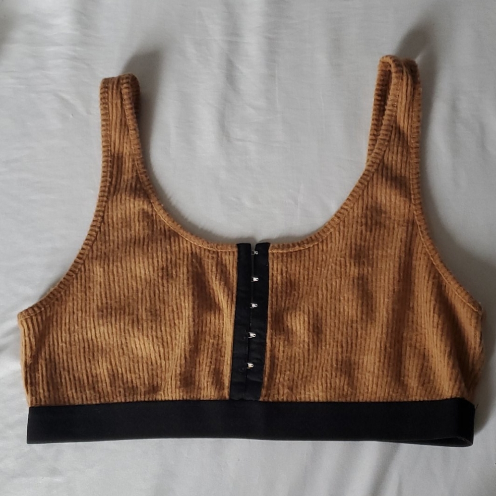 Super soft camel and black ribbed bralette